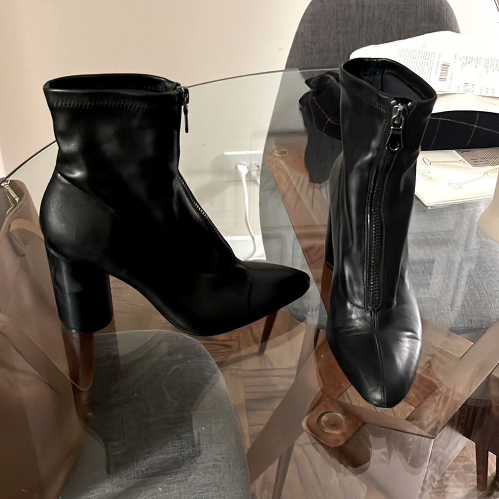 Zara Black Booties with Front Zip
